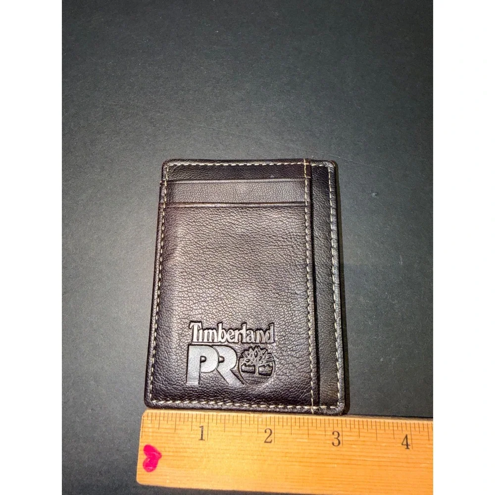 Timberland PRO Mens Brown Genuine Leather Slim Front Pocket ID Window Wallet